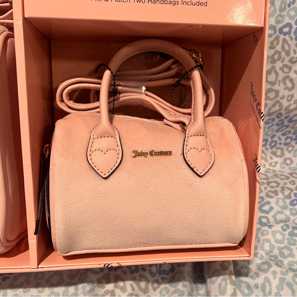 New Pink Juicy Couture Barrel Bag Gift Set of 2 Satchels Purse Velour MSRP $108 - Picture 7 of 8